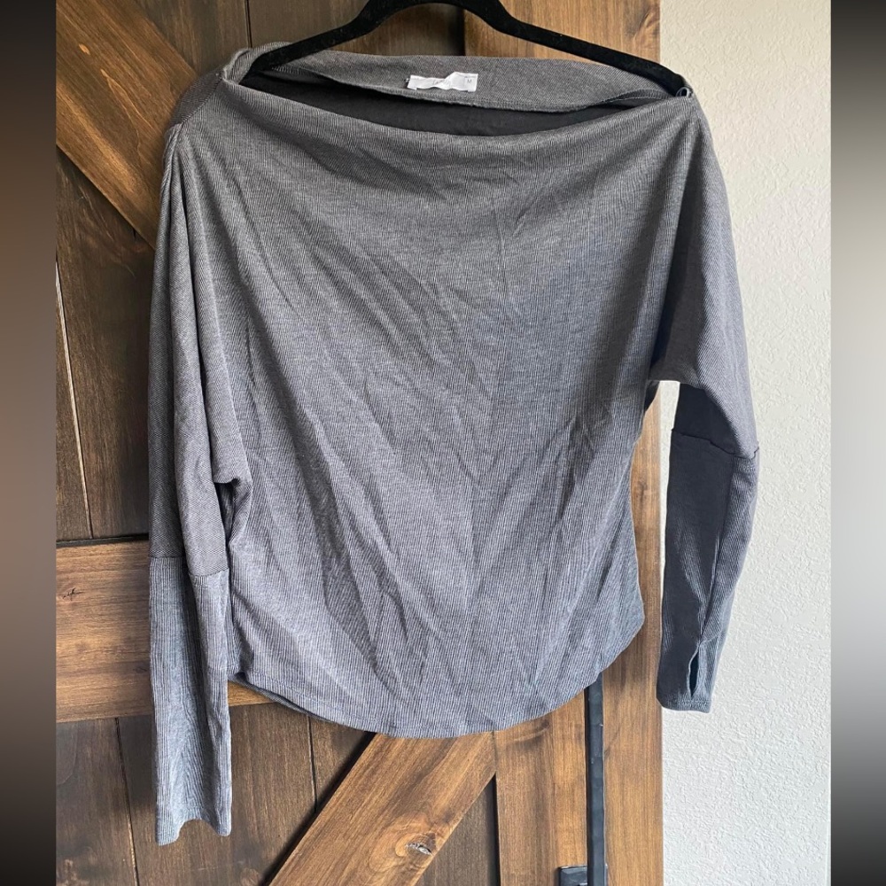 Shop Talulah: charcoal gray ribbed boatneck top